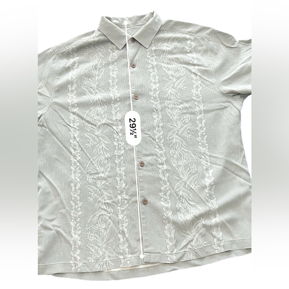 Tommy Bahama Men's Silk Shirt Green Khaki Size XL - Picture 5 of 6